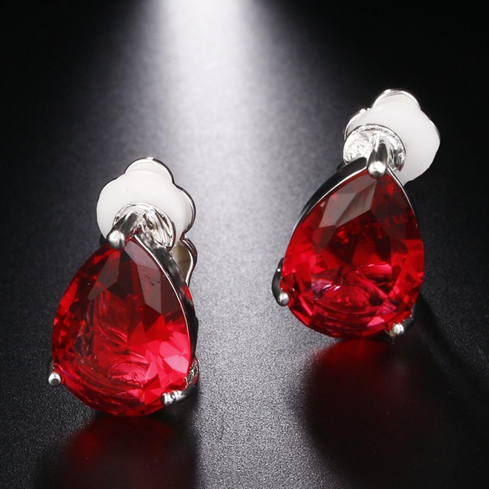 Pear Drop Clip On Earrings Colorful Party Wedding Earrings for Women Fashion Jewelry