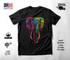 Elephant Portrait Neon Graphic T-Shirt Black Unisex S-2XL