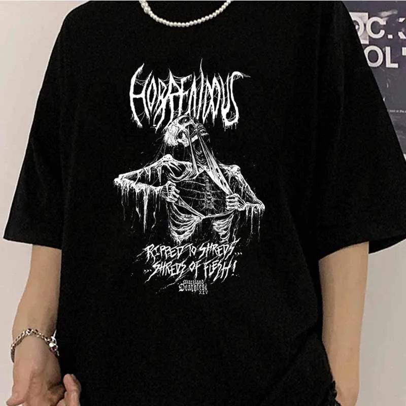 Gotycki Damski Punkowy Ciemny Streetwear T-Shirt Y2K T-shirt Punkowy Styl Krótki Rękaw Okrągły Dekolt Letnia Koszulka Sportowa Moda Top do Joggingu