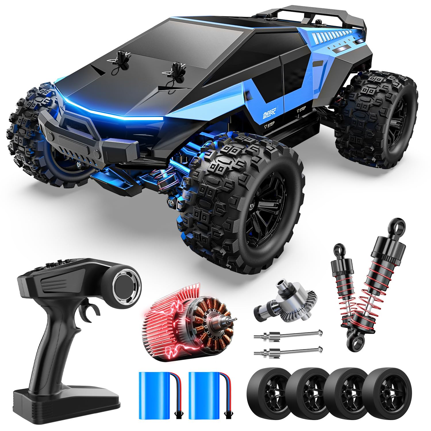 

DEERC RC Car for Top Speed High Dual RC Birthday Gift for and Certified in 1815 Adults, Off-Road Drifting, 4WD, 40km/h, Speed, Tires, Car, Adults, синій
