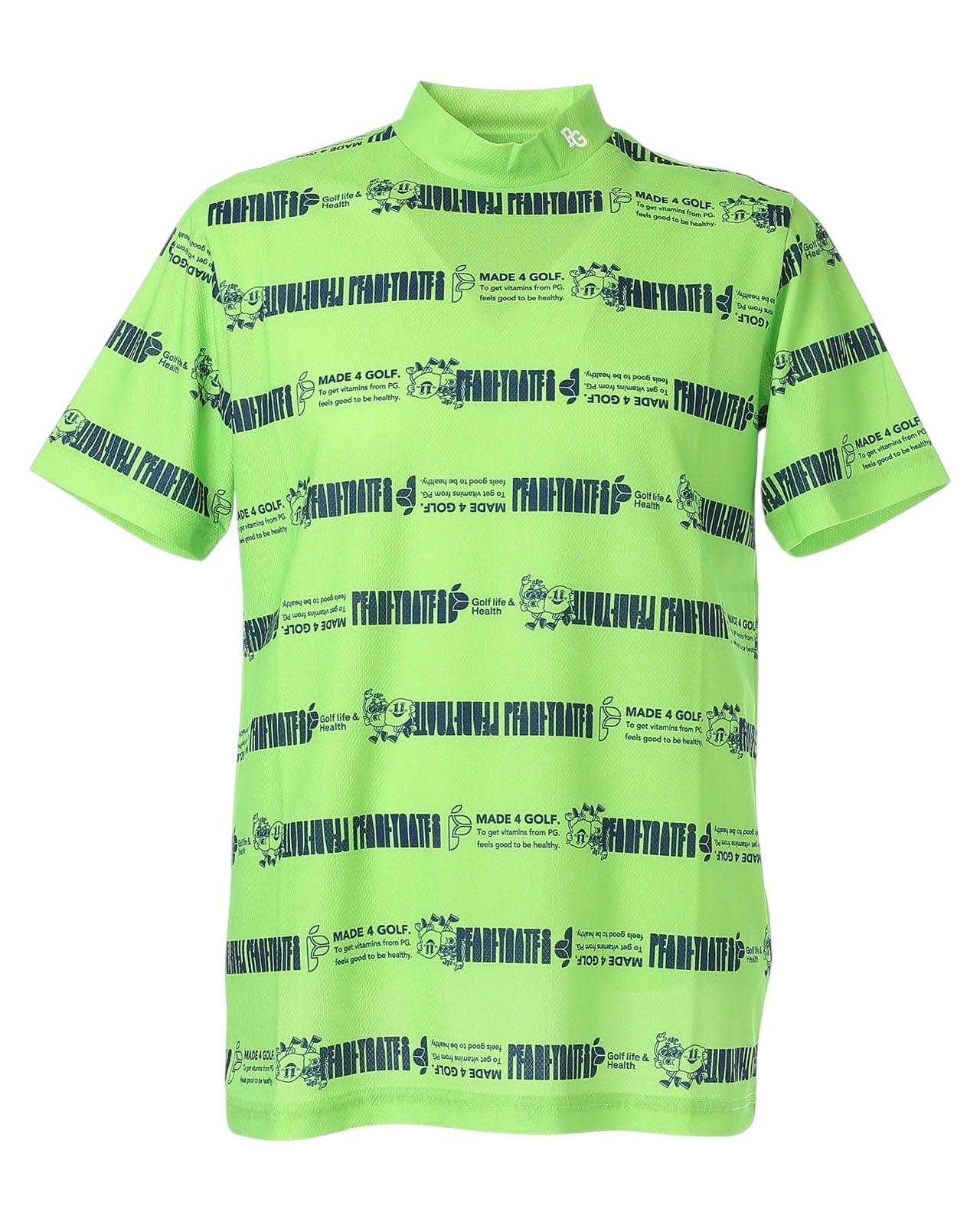 

PEARLY GATES Men s Short Sleeve High Neck Shirt (Stretch, Moisture-Wicking, Quick-Drying) / Golf / 053-5167505 131_Yellow Green x Navy, Size 4 [M]