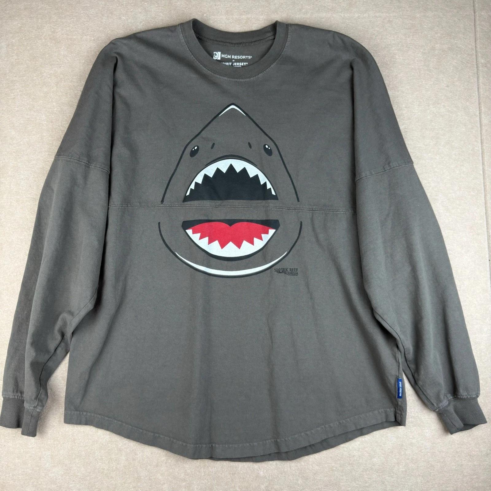 Spirit Jersey Shark Reef Shirt Mens S Gray Bite Me Shark Graphic MGM Aquarium M