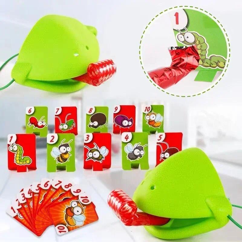 Frog Mask Wagging Tongue Lick Cards Board Games For Children Family Party Toys Antistress Funny Desktop Puzzle Game Toys