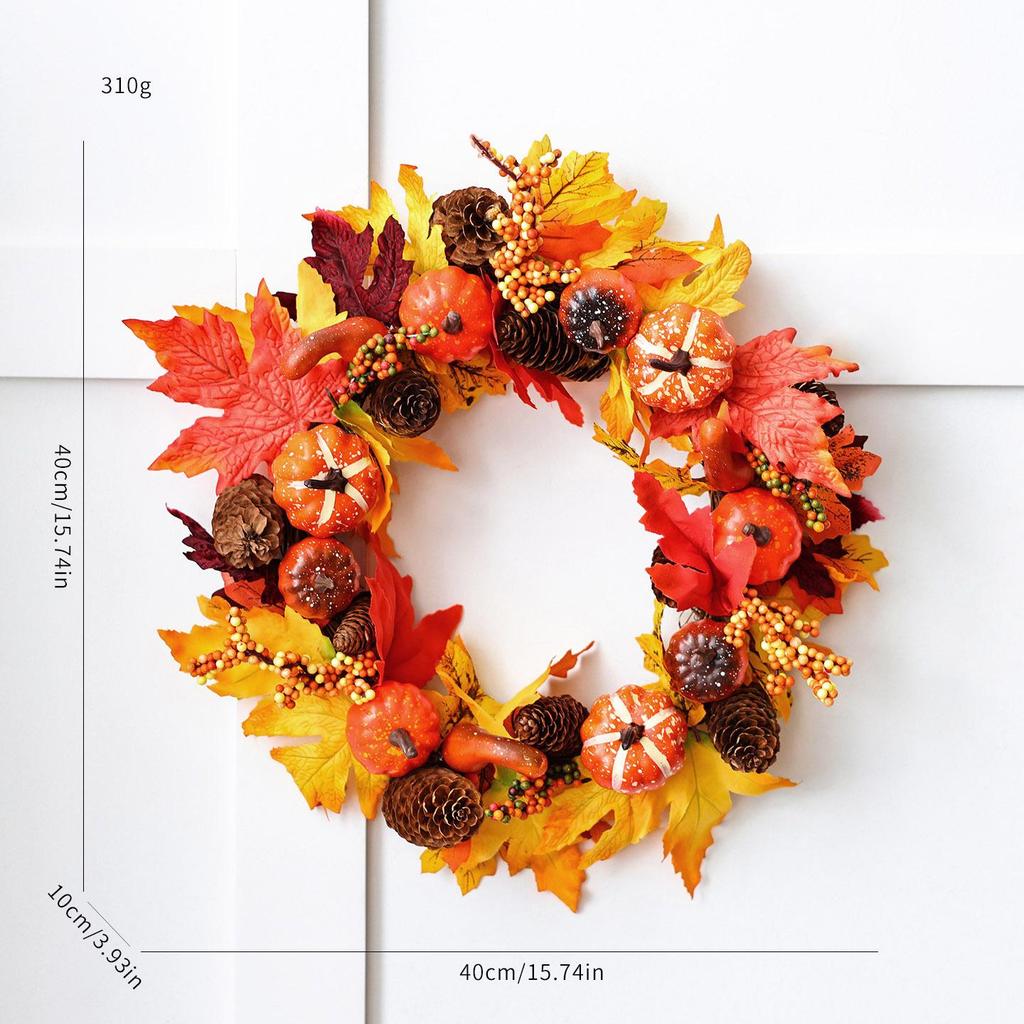 2026 Autumn Halloween Berry Pumpkin Wreath, Home & Door Decoration Vine Ring for Thanksgiving