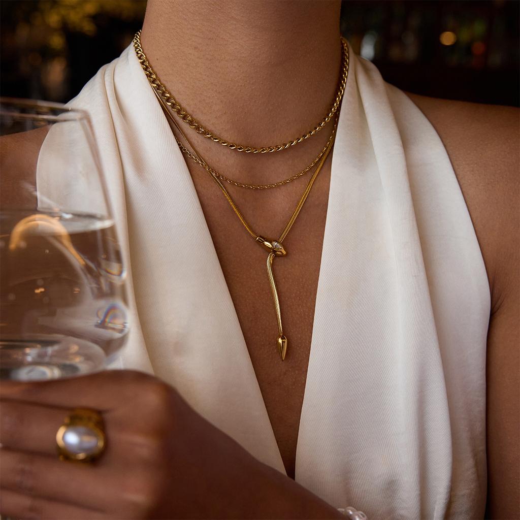 Adjustable Length Y Shaped Zircon Necklace In Stainless Steel Stylish Clavicle Chain For Women Elegant Jewelry Gift