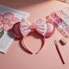 Disney Minnie Headband Shiny Sequin Bow Cute Cartoon Hair Accessory Cute Shiny Diamond Craft Crown Decoration