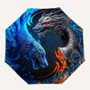 Yin Yang Dragons: Water & Fire Fantasy ArtworkUmbrella, Portable 3-Fold Compact Umbrella for Men & Women Gift