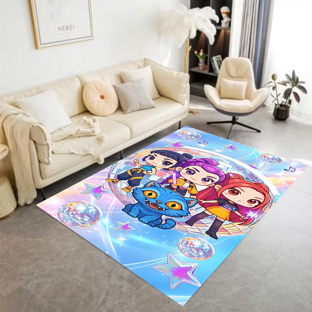 1pc K-pop Demon Hunters Rug Home Carpet Decoration Office Decor Gift Living Room Bedroom