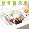 Stainless Steel Telescopic Sink Drain Rack Expandable Adjustable Vegetable Fruit Washing Basket Kitchen Utensil Accessories