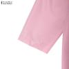 ZANZEA Women Casual Turn Down Collar Loose Long Sleeve Shirt Dress