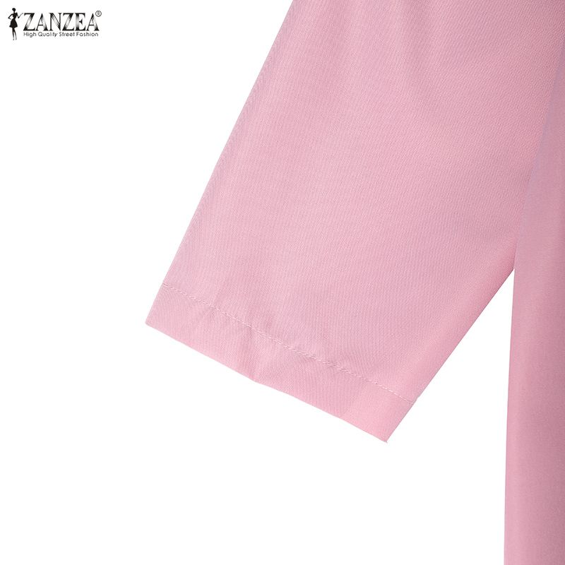 ZANZEA Women Casual Turn Down Collar Loose Long Sleeve Shirt Dress