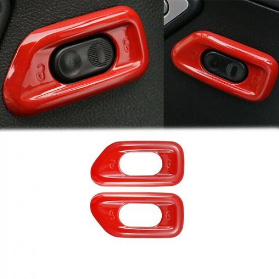 Interior Door Handle Lock Switch Trim For Jeep Wrangler JK JKU 11-17 Bright Red