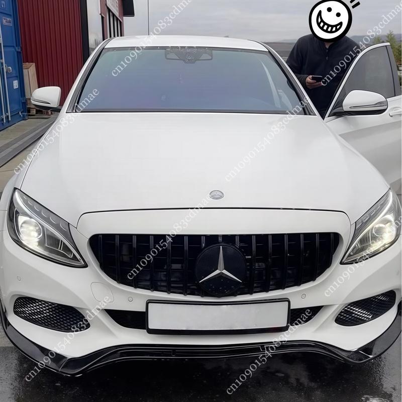 Front Bumper Lip Body Kit Spoiler Splitters for Mercedes C Class W205 S205 C180 C200 C220 C250 C300 2015-2018 Gloss Black ABS
