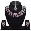 Purple Crystal Diamond Necklace with Earrings and Maang Tikka for Women - Jewellery Set for Party, Wedding, Engagement