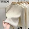 Lace High-neck Sweater Women's Autumn and Winter Twisted Pearl Slimming Pullover Top Sweater Knitted Sweater Long Sleeve
