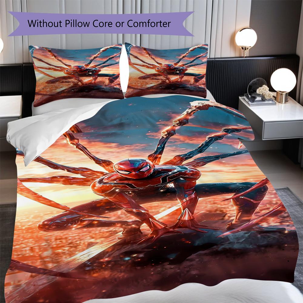 1PC Spider-Man Pattern Bedding Quilt Set Quilt Cover Pillowcase Home Decoration Birthday Gift (1 * Duvet Cover + 2 * Pillowcase, Without Core)