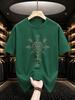 2026 Nuova Maglietta in Cotone Bussola Vichinga Rune Nordiche Stampa Girocollo Manica Corta Street Casual Top