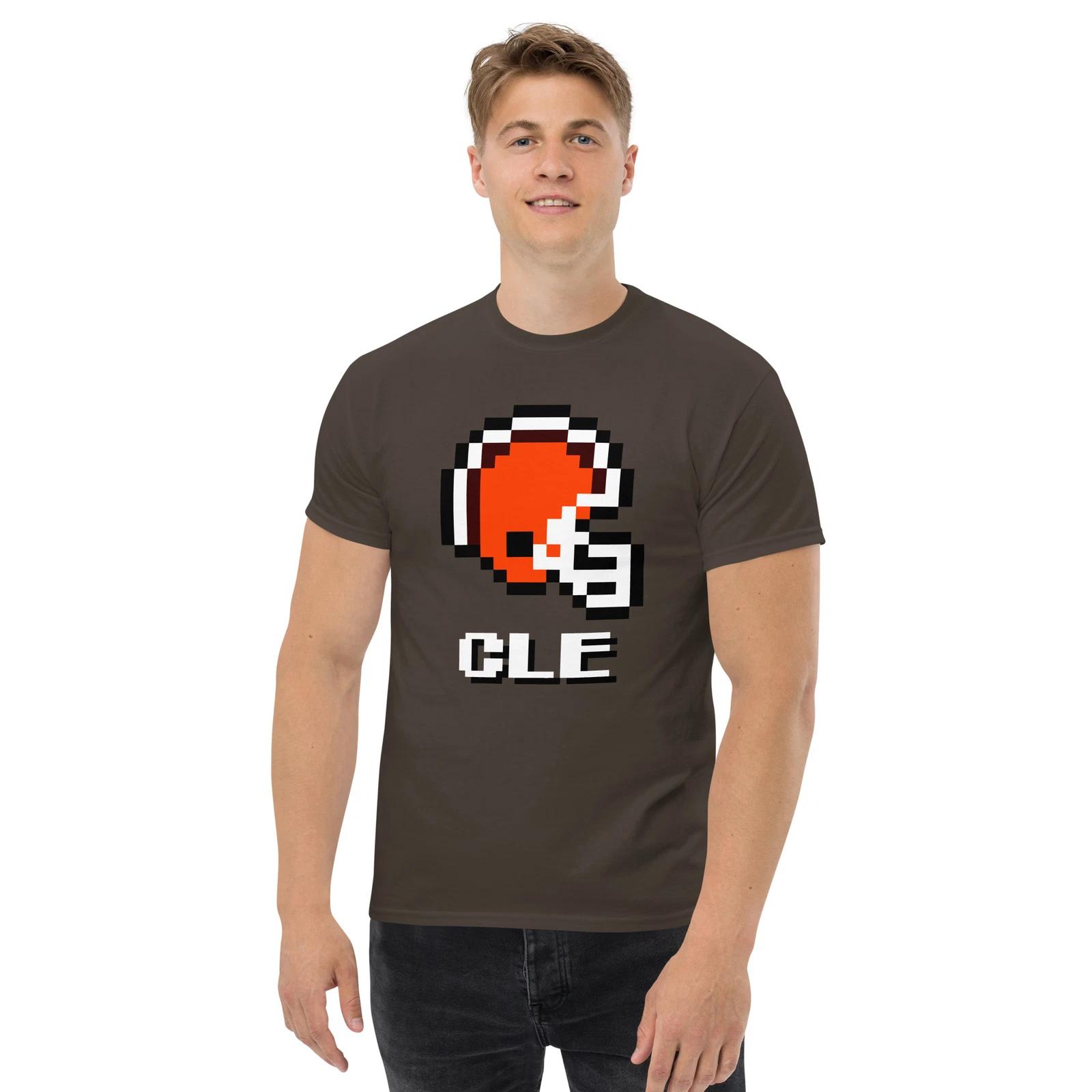 Cleveland Browns NES Football Helmet 8-bit Tecmo Super Bowl Retro Tee T-Shirt XL