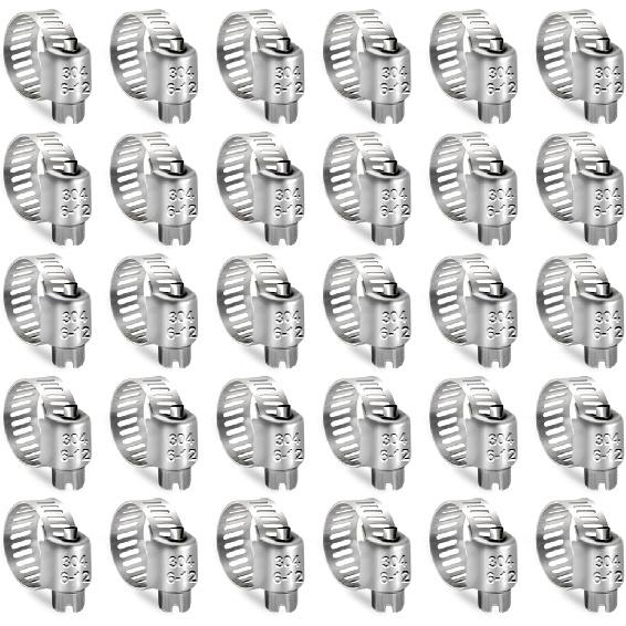 Hose Clamp, 30PCS Fuel Line Clamp, 1/2 Inch To 3/4 Inch Radiator Hose Clamps, Hose Clamps Stainless Steel(13-19mm).