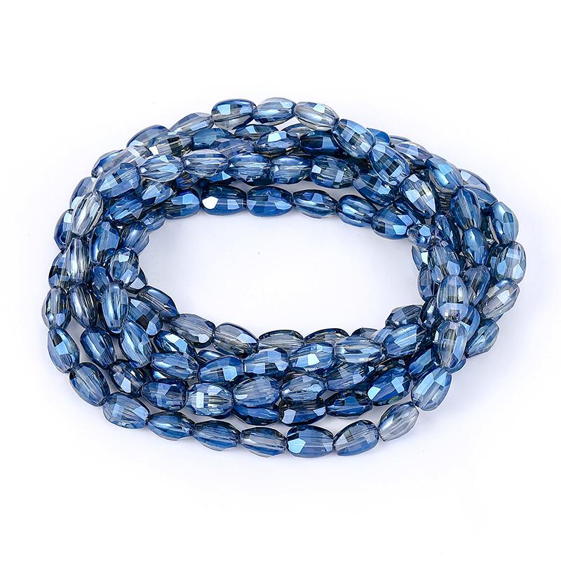 10 Colors 6x8mm Faceted Glass Beads Loose Craft Spacer Beads for DIY Jewelry Bracelet Necklace Earring Keychain Making Crafts