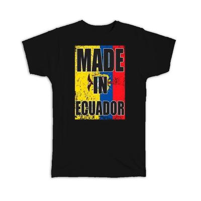 Gift T-Shirt : Made In Ecuador Flag Retro Artistic Ecuadorian Expat Country