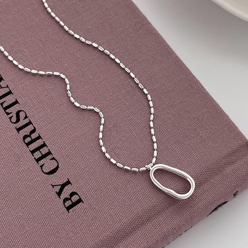 925 Sterling Silver Oval Clavicle Chain Necklace - 2023 Luxurious High-End Style for Women
