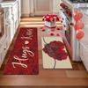 VIKAMA Valentine's Day Floral Heart Kitchen Rug Soft and Comfortable Bedroom and Hallway Rug Entrance Doormat Home Decor