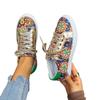 2025 Spring Women's Plus Size Round Toe Canvas Shoes with European and American Print Design