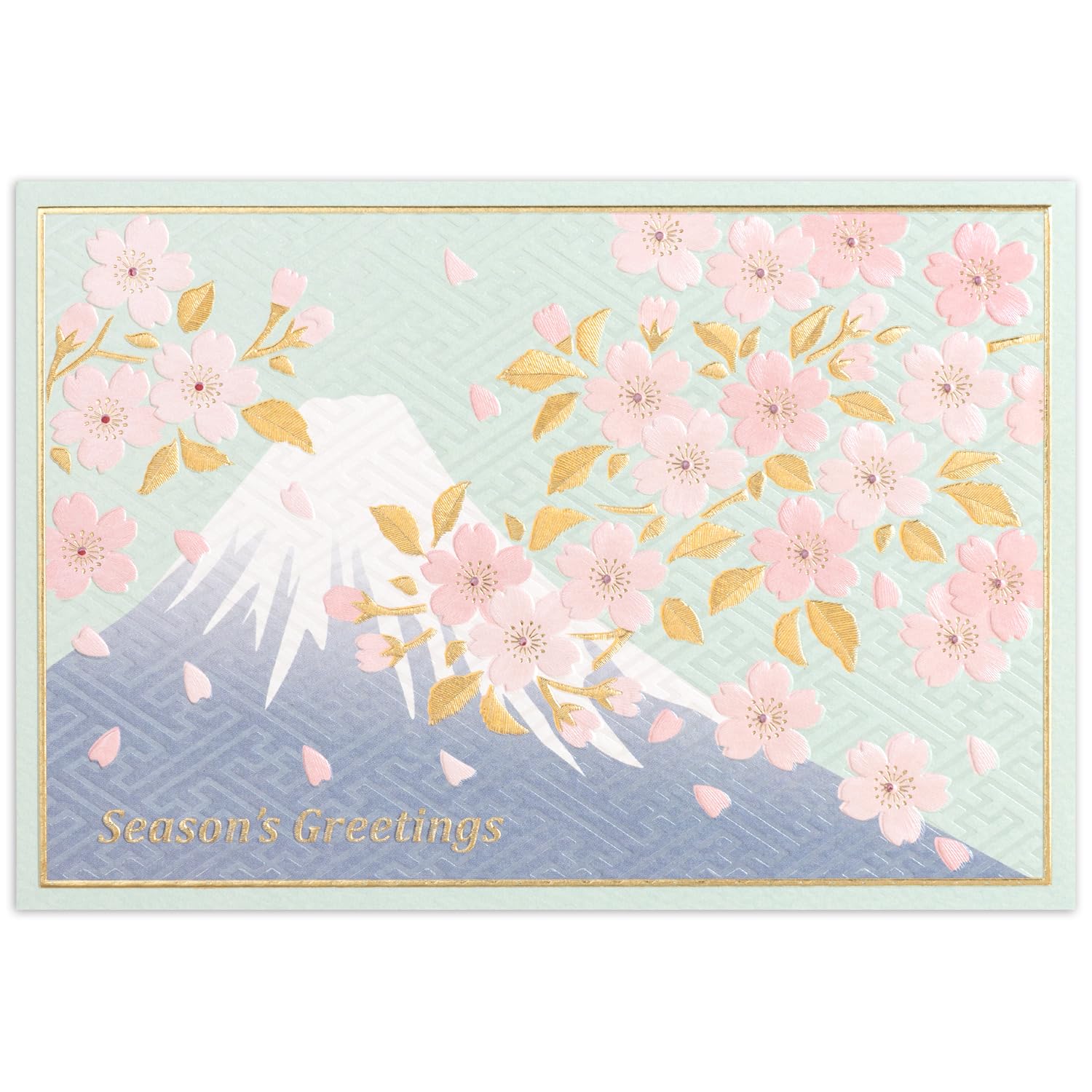 

Поздравительная открытка на Рождество в японском стиле, формальная, Фудзи и Сакура, вышивка, гора. Цветы, SN-114