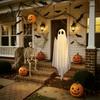 Outdoor Spooky Party Decor Halloween Hanging Ghost Swing with String Lights, Glowing Floating Supplies for Outside Ornament Yard Tree, Decorative