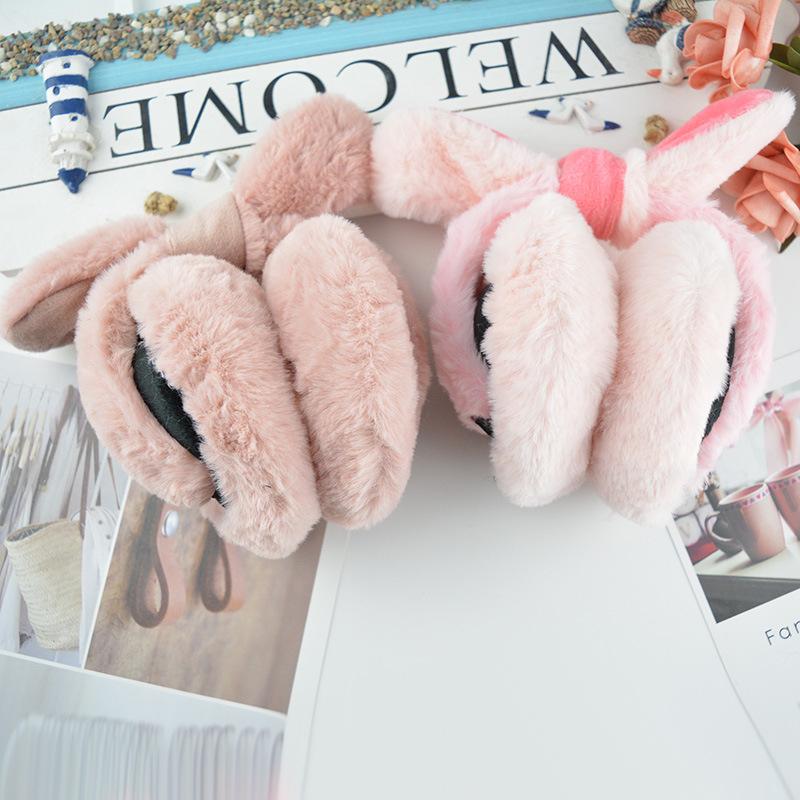 

Корейская версия новых осенне-зимних теплых женских наушников с милыми студенческими кроличьими ушками, складные наушники, съемные и моющиеся наушники