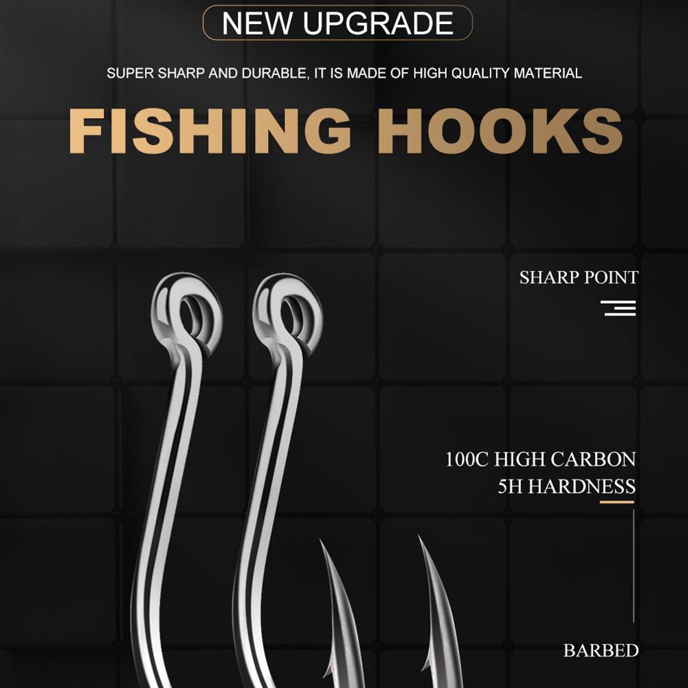 100pcs/box High Carbon Steel Fishing  Hooks 1#-10# Fish Hook Set Barb Carp Fishing Accessories