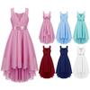 Kids Girls Shiny Sequin Ruched Party Dress Sleeveless High Waist Elegant Chiffon Dress Birthday Formal Prom Gowns