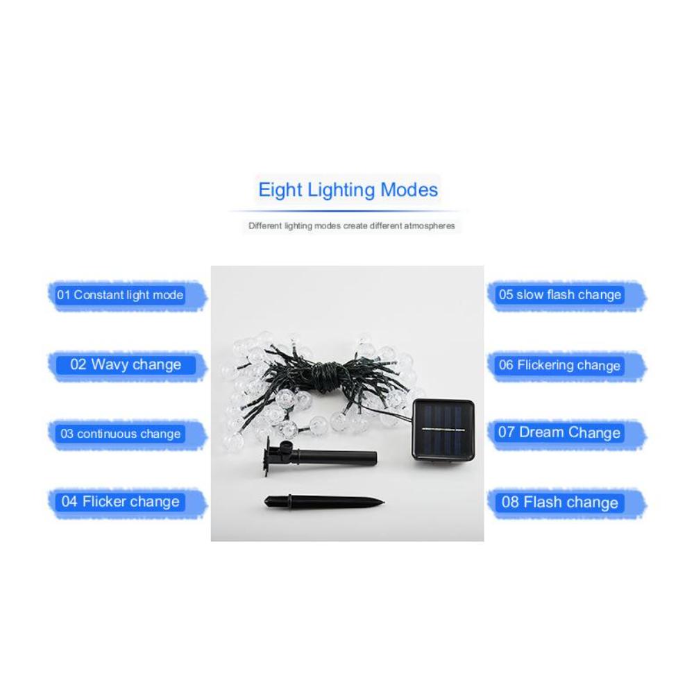 Dış Mekan Güneş Peri Işıkları 60 LED, 11M Dış Mekan Güneş Enerjili Peri Işıkları, 8 Mod Bahçe, Veranda, Balkon, Parti için Dış Mekan Güneş Peri Işıkları