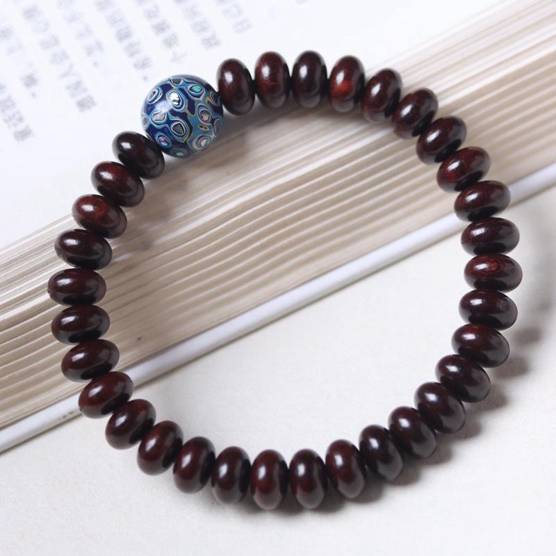 India Sandalwood Abacus Bead Bracelet 5x9 DIY Literary Style for Men and Women - Buddhist-Inspired Jewelry