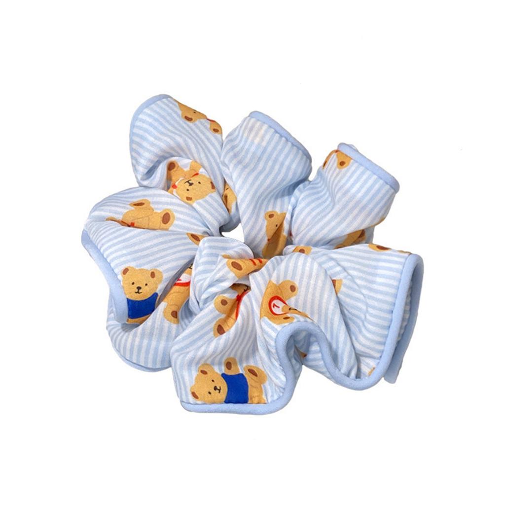 Bear Pattern Scrunchie Hair Tie Cute Korean Style Hair Accessories for Women Girls Ponytail Holder Soft Elastic Hairband