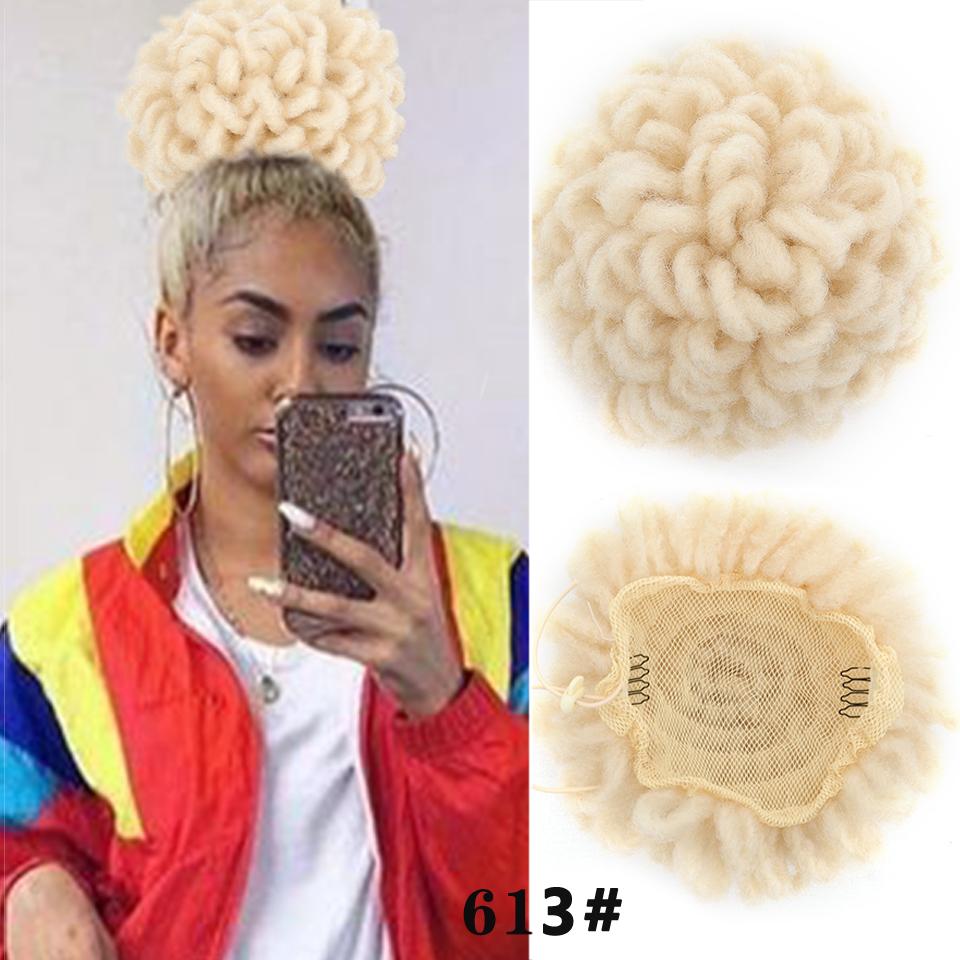 LUPU Moño de pelo Afro sintético para mujeres negras, moño con cordón, coleta de imitación, Clip en cola de poni, piezas de cabello