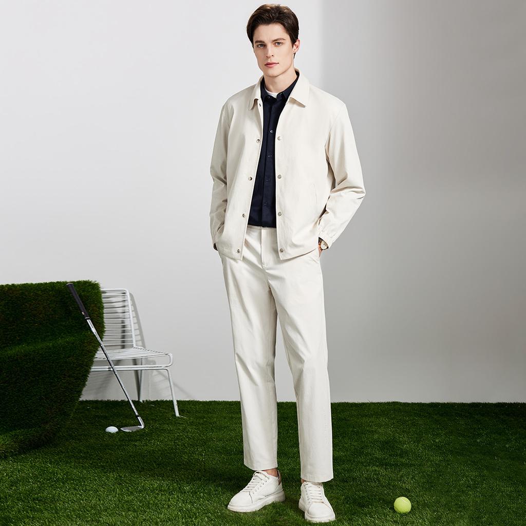 Jacquard Texture: Summer Lightweight Breathable Casual Pants for Men and Youth, Solid Color Commuting Versatile Straight Leg Men's Pants