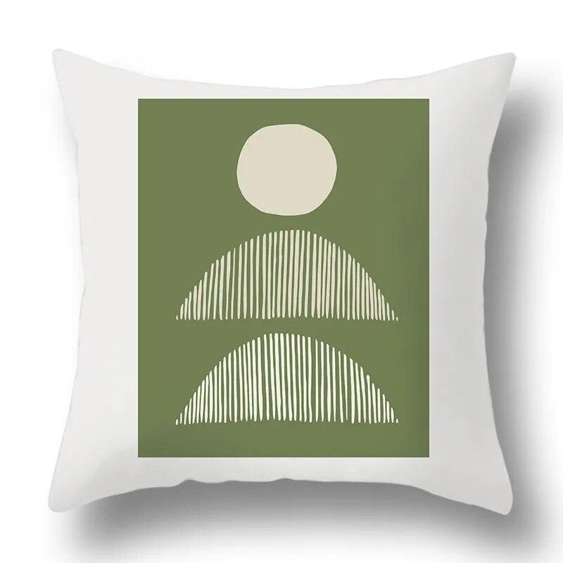 Green Plant Abstract Geometric Printing Pattern Home Living Room Sofa Decoration Square Polyester Throw Pillow Pillowcase