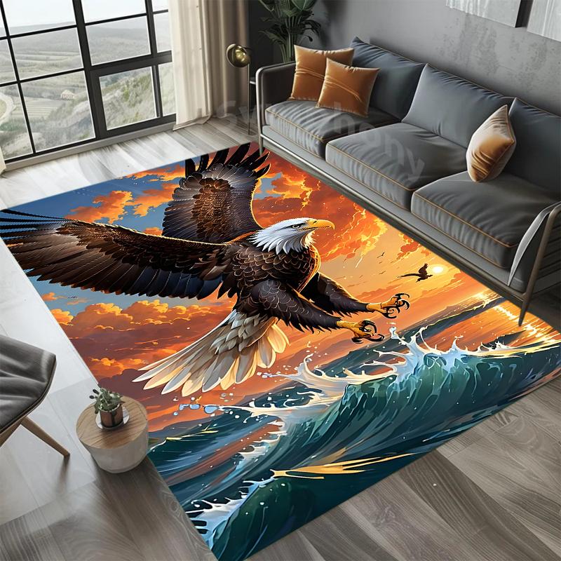 

3D Eagle & Hawk Wildlife Area Rug Carpet Mat Collection NonSlip Easy Clean Durable Large Size for Living Room Bedroom Home Decor 40X60cm