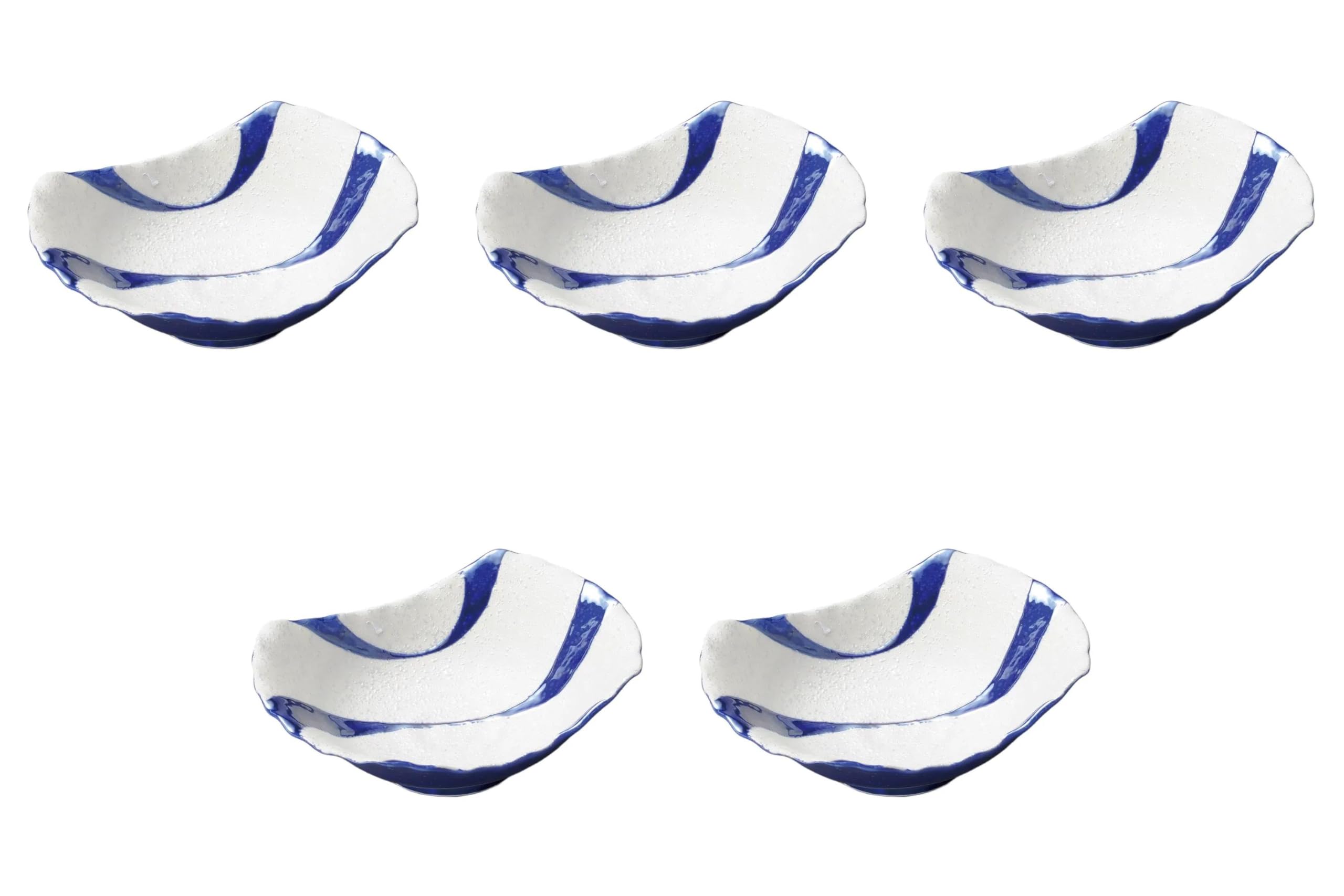 

Set of 5 Flowing Water Lustre Wave Bowls x x Arita Ware Small Bowls by Setomonohonpo (Blue) [15.5 11.5 5cm]