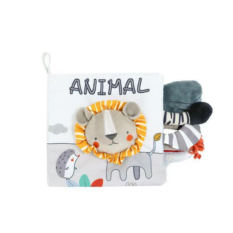 Black and White Tail Crinkle Book Baby Soft Cloth Book Tear-Resistant Teething Toy Infant Sensory Early Learning