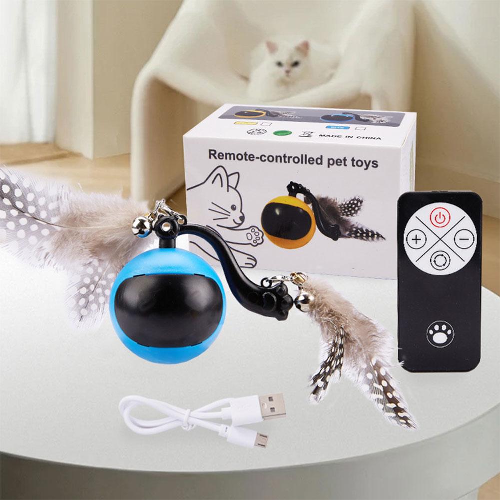 Cat Interactive Ball with Feather Tails And Sound Interactive Cat Toy Ball Electric Cat Ball Toys for Indoor Cats