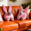 Easter Bunny Pillow Pink Bunny Cushion with Long Ears Fluffy Tail Cute Feet Polka Dot Stuffed Rabbit Plush Toy Throw Pillow for Home Sofa Couch Car