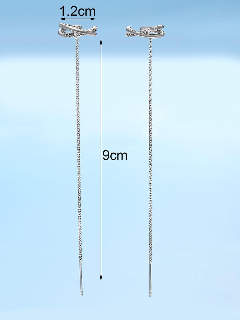 1 Pair Minimalist Extra Long Dangle Ear Cuffs Jewelry For Women Party Fashion Accessories