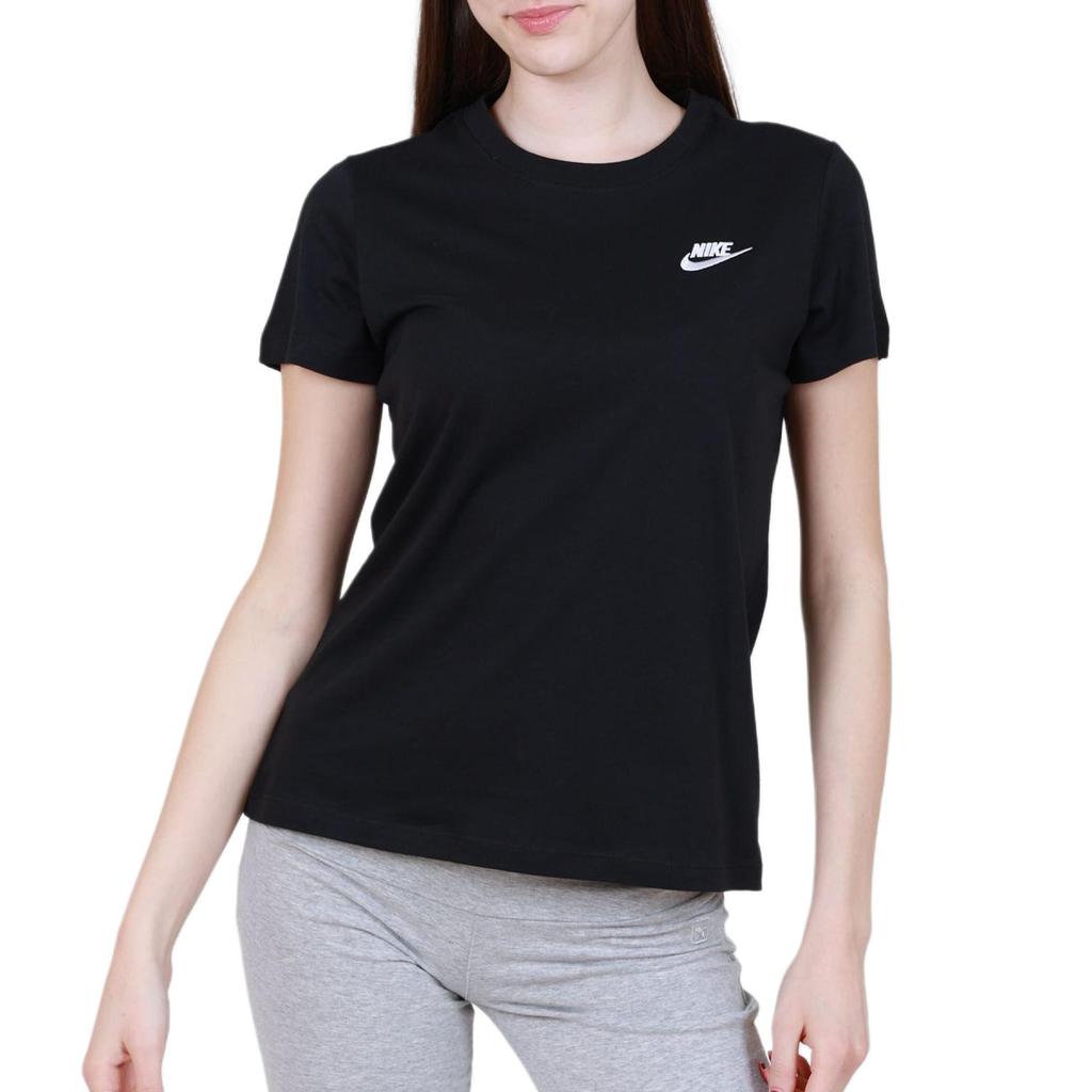 Nike Solid Logo Casual Sports Short Sleeve T-Shirt Women Tops Black DN2393-010