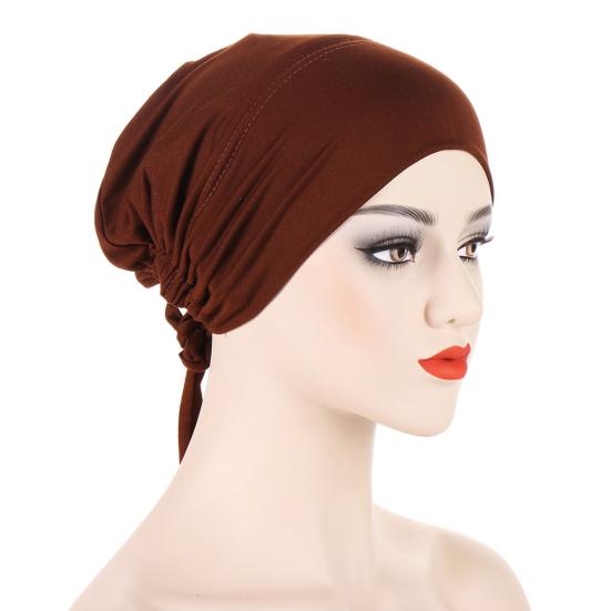 Women Turban Hat Pre Tied Drawstring Wrap Headscarf Sleep Hair Cover Skull Cap Chemo Cancer Headwear