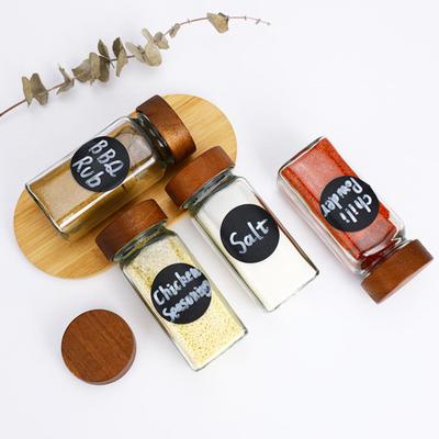 Glazen Specerijpotjes met Etiketstickers 4oz Transparant Glas met Bamboe Deksel en Siliconen Afdichting Keuken Specerijcontainer voor Organisatie, Zout, Peper