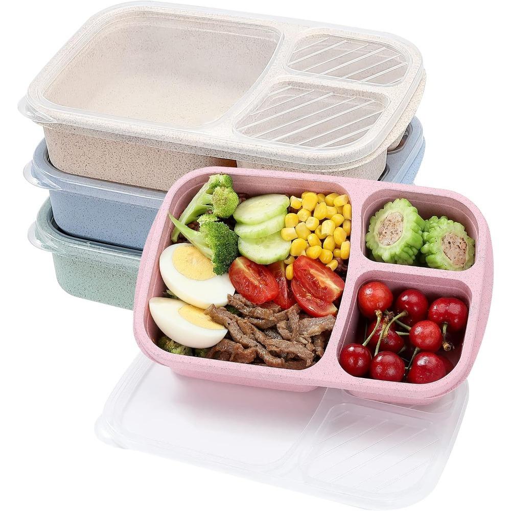 D5 1Pcs Bento Lunch Box for Kids Adults Reusable Food Storage Box Container 3 Compartment Lunch Box for School Work and Travel