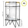 4 Litre Glass Water Dispenser with Stand - Air Tight Lid Glass Pitcher for Detox Water - Counter Table Top Juice Infused Water Beer Dispenser